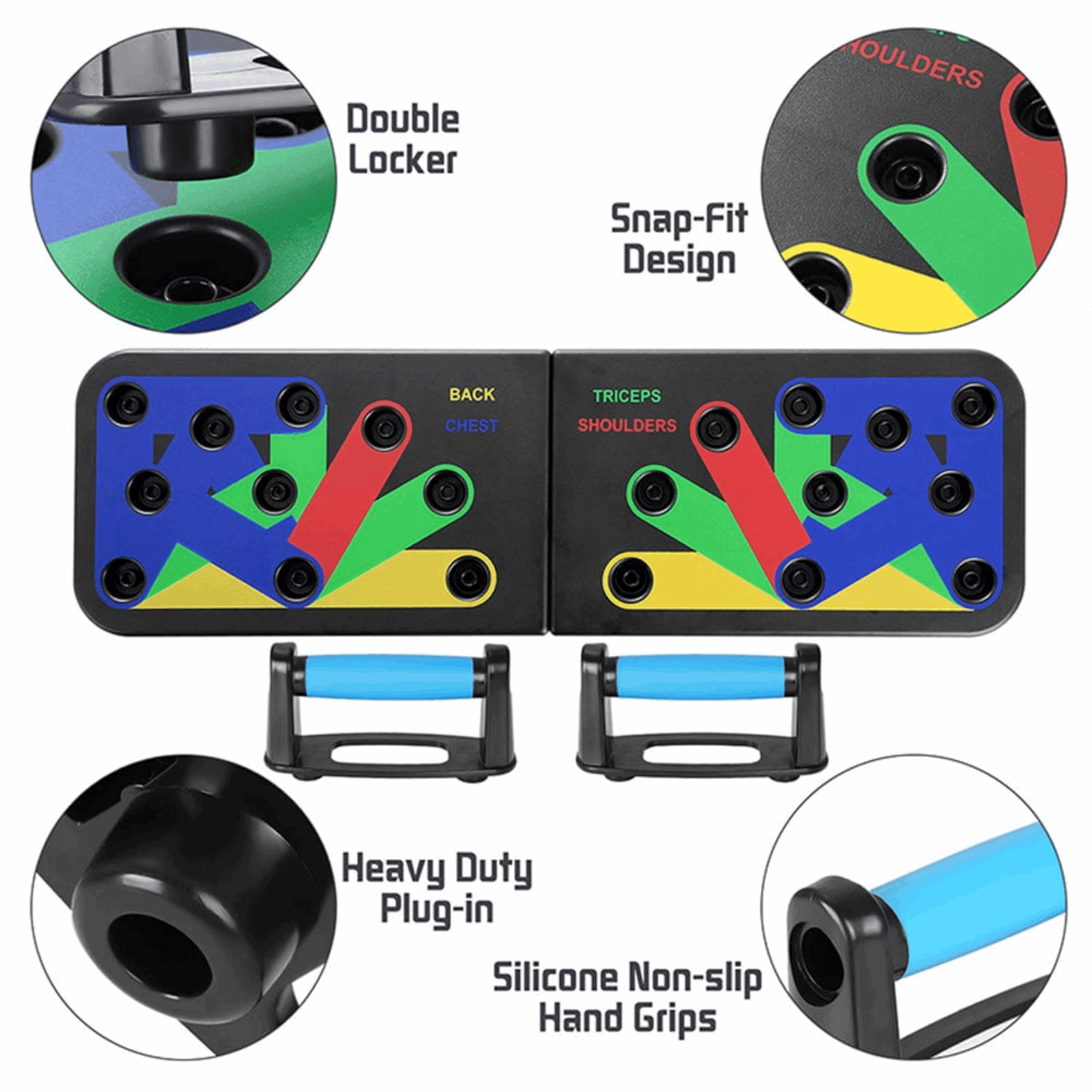 Multipurpose Push-Up Board – Color-Coded Exercise System (Black)