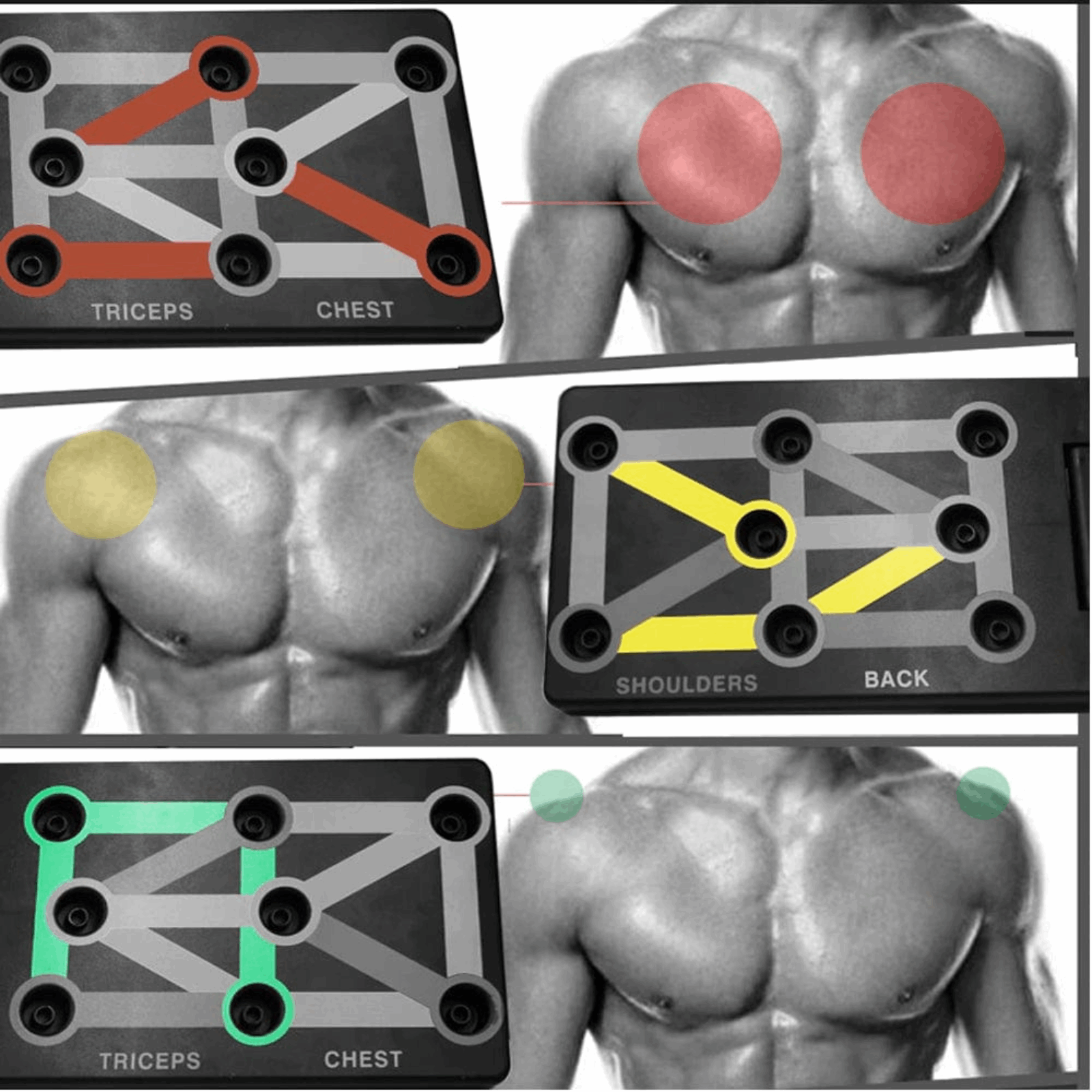 Multipurpose Push-Up Board – Color-Coded Exercise System (Black)